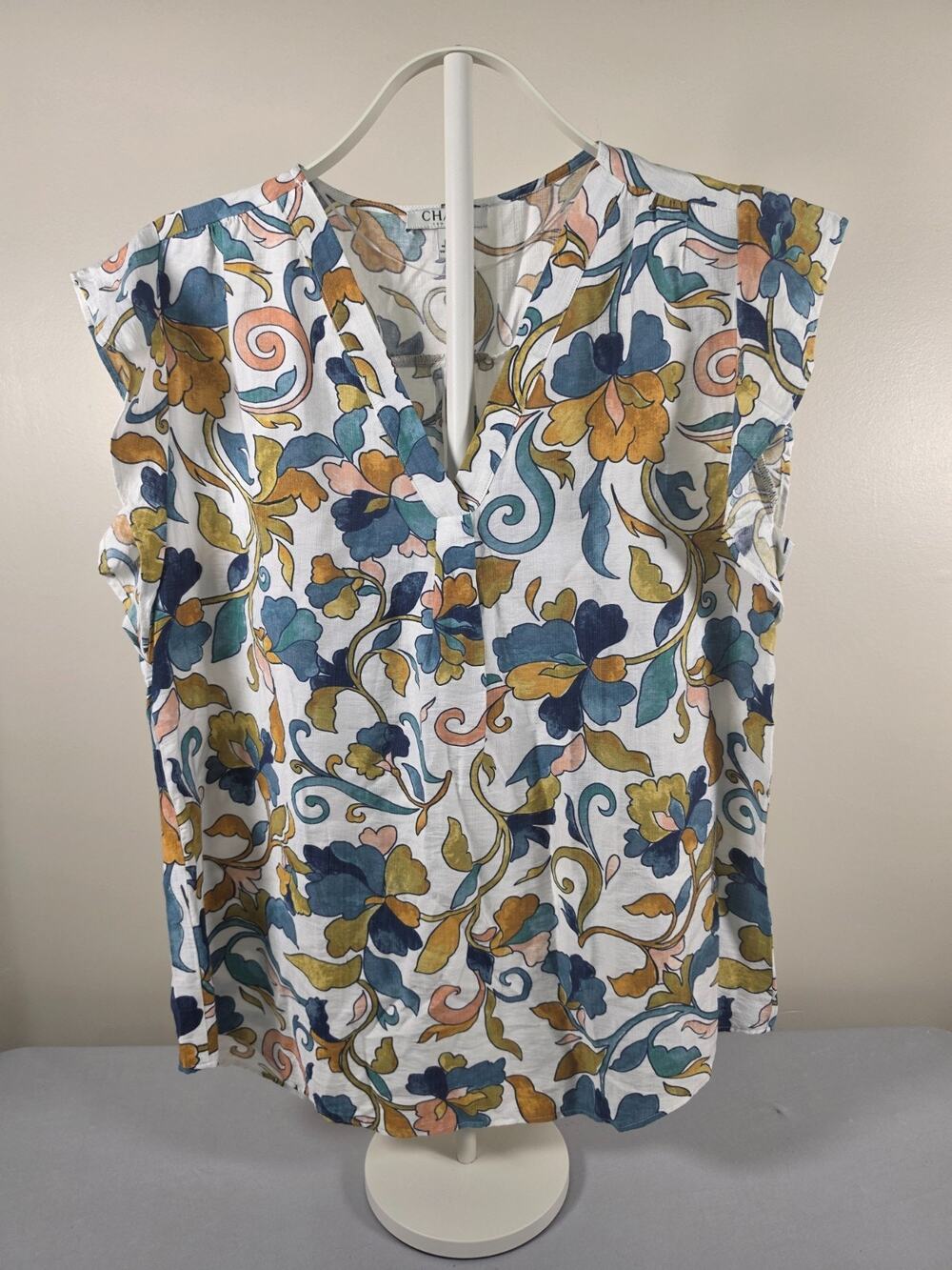 Chaus Women's Floral Sleeveless Pullover Blouse Size L